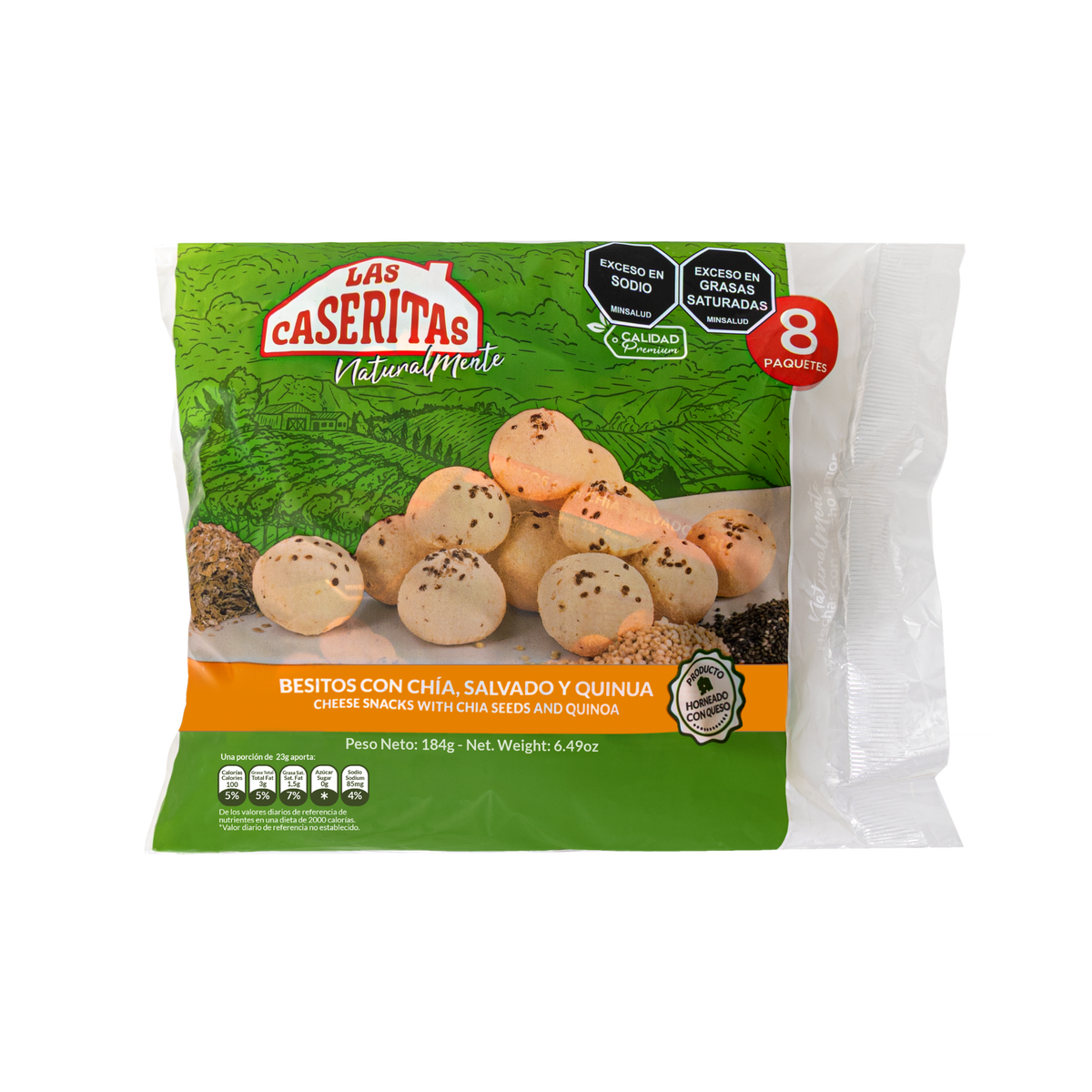 BESITOS CHÍA, SALVADO Y QUINUA X 8 UND X 184 G