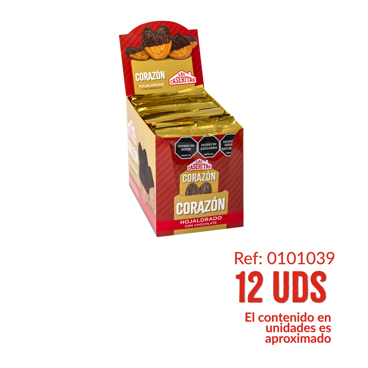 CORAZÓN HOJALDRE CON CHOCOLATE DISPLAY X 300 G