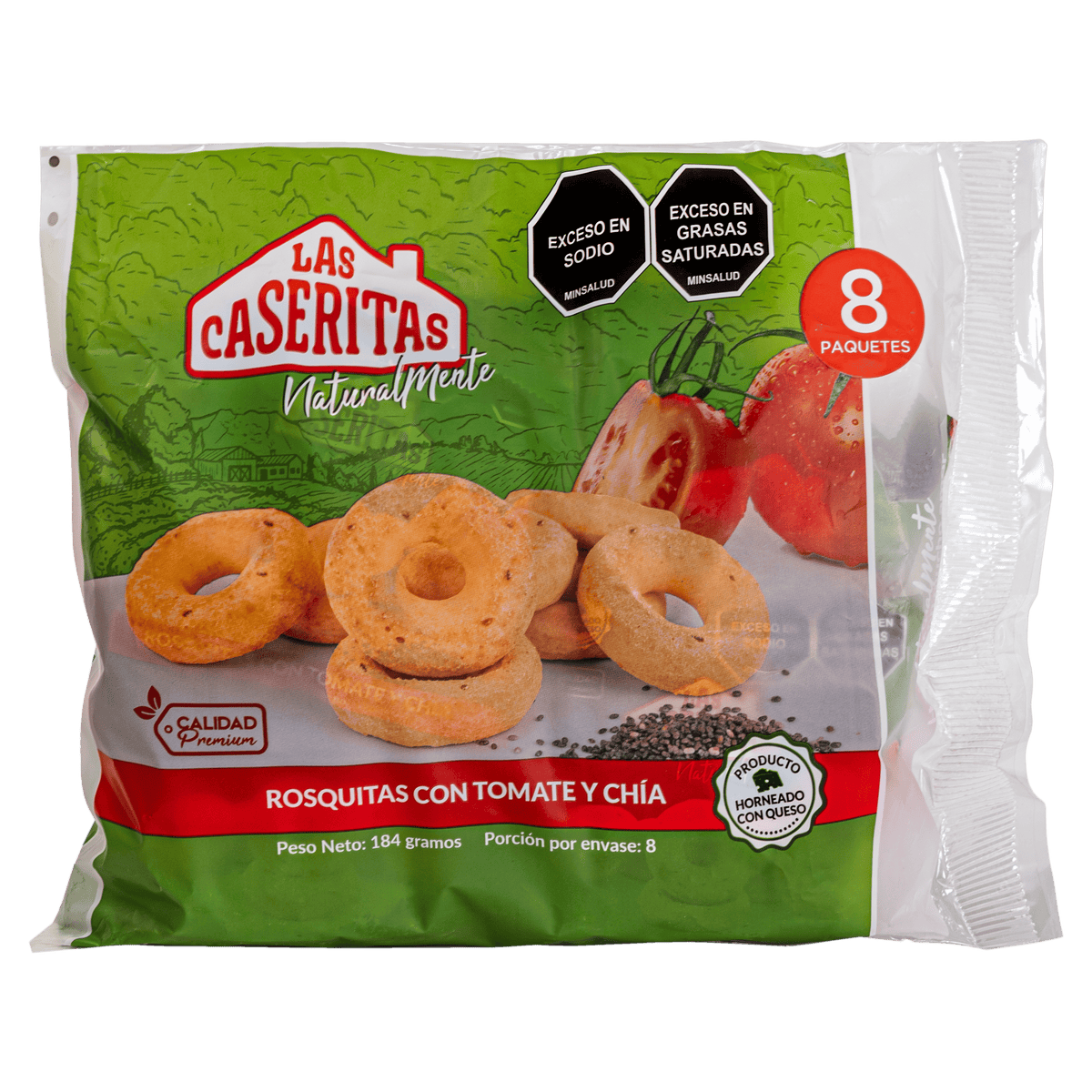 ROSCA CON TOMATE Y CHÍA X 8 UNDS X 184G