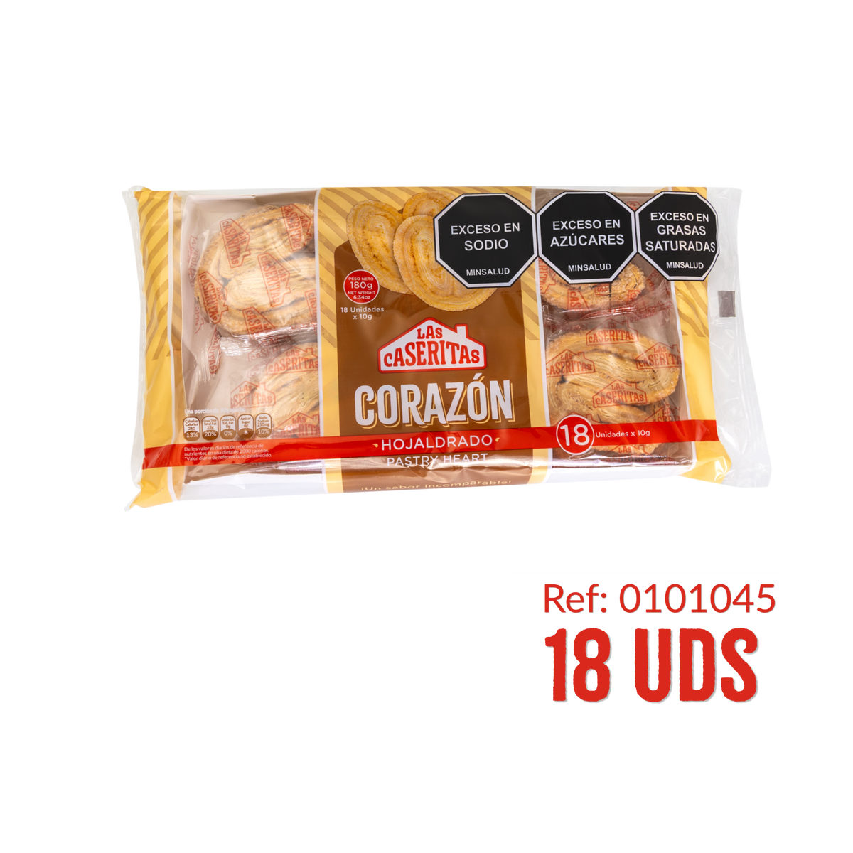 CORAZÓN HOJALDRE BANDEJA x 180 G